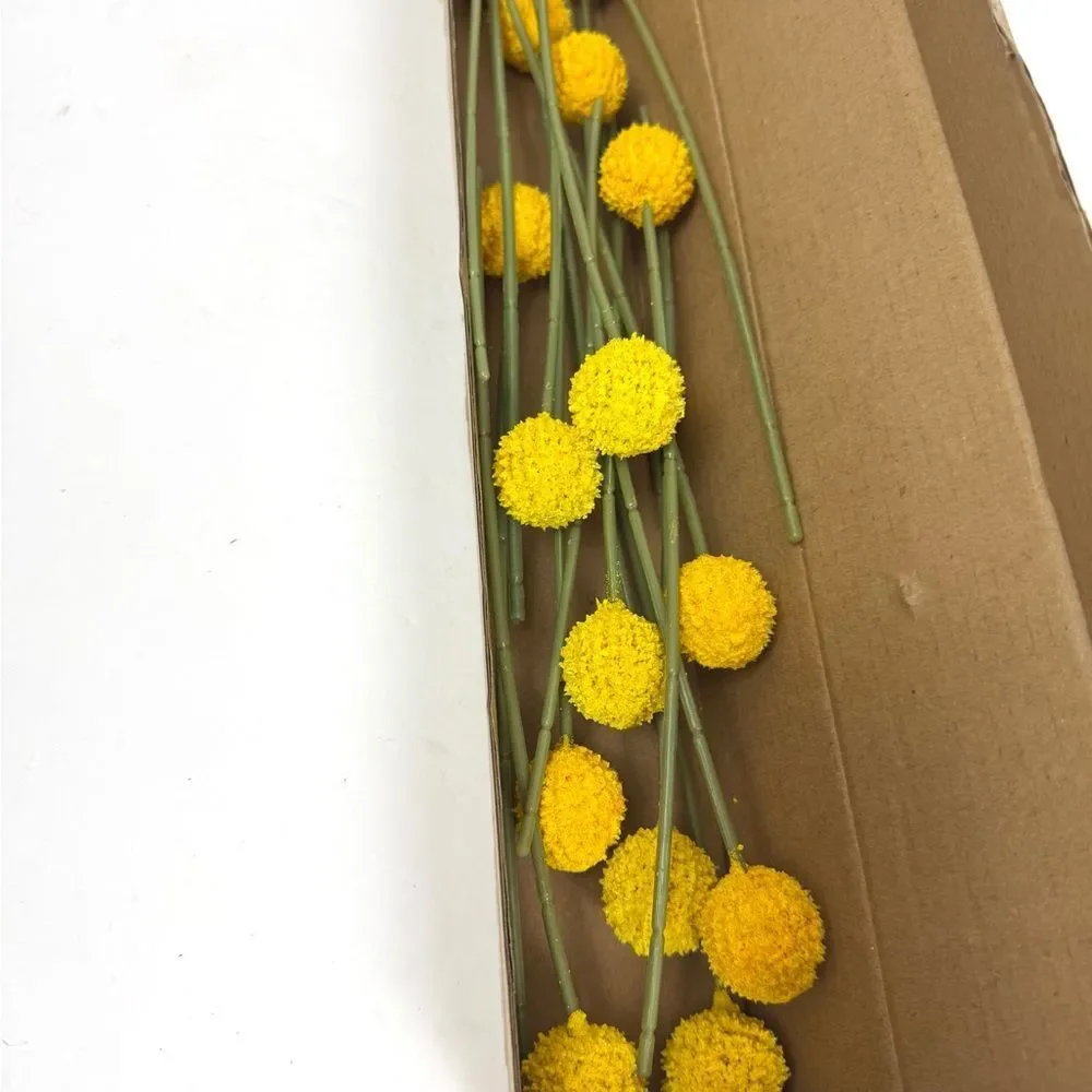 18 Pcs Artificial Billy Ball Flowers Yellow & Orange